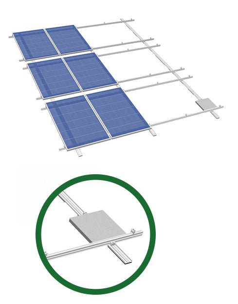 Schrägdach-Unterkonstruktion auf Dachhaken für 2 Module hochkant